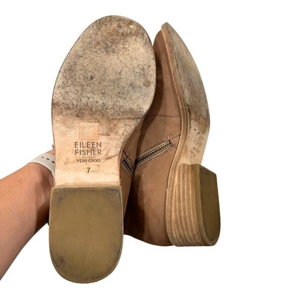 Eileen Fisher Billie Tumbled Nubuck Bootie Light Espresso 7 - Picture 8 of 16